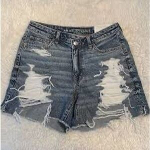 American Eagle Blue Ripped Jean Shorts